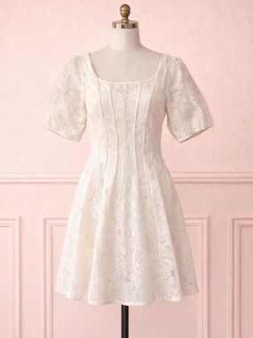 Floral Lace Cream Dress